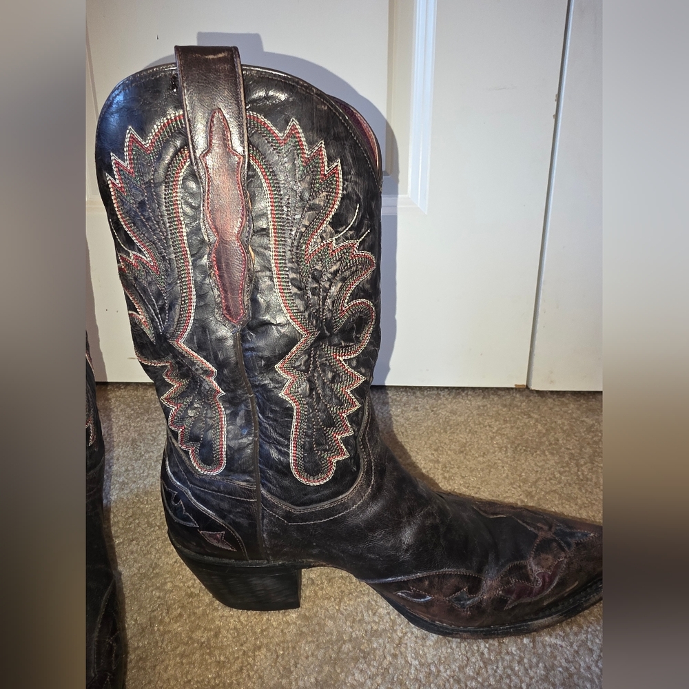 Women's Dan Post "Betty" DP3624 Boots - Distressed Black/Charcoal - Size 9